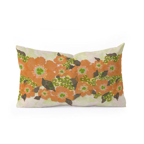 Sewzinski Retro Orange Flowers Oblong Throw Pillow