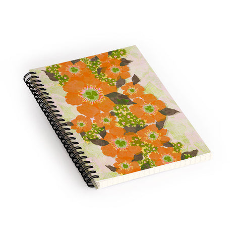 Sewzinski Retro Orange Flowers Spiral Notebook