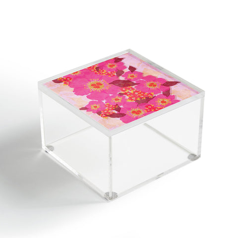 Sewzinski Retro Pink Flowers Acrylic Box