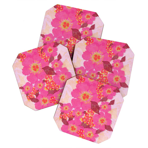 Sewzinski Retro Pink Flowers Coaster Set