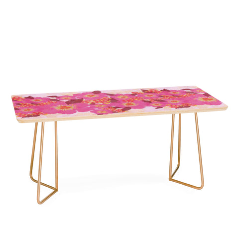 Sewzinski Retro Pink Flowers Coffee Table