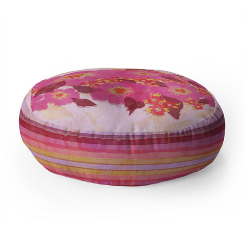 Sewzinski Retro Pink Flowers Floor Pillow Round