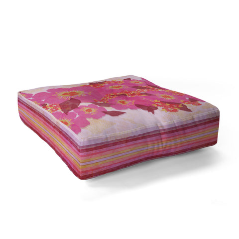 Sewzinski Retro Pink Flowers Floor Pillow Square