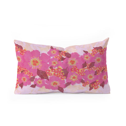 Sewzinski Retro Pink Flowers Oblong Throw Pillow