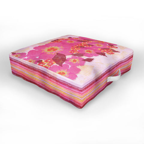 Sewzinski Retro Pink Flowers Outdoor Floor Cushion