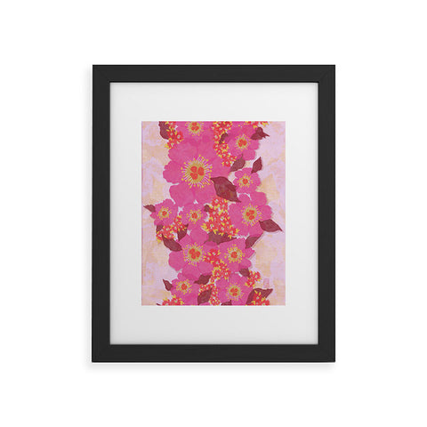 Sewzinski Retro Pink Flowers Framed Art Print