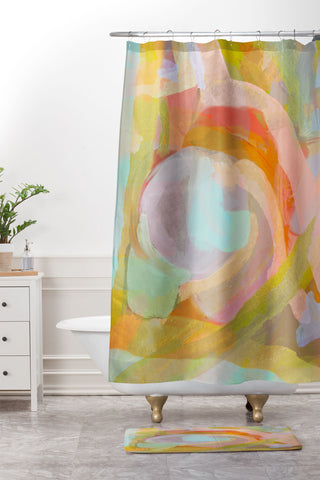 Sewzinski Roundabout Abstract Shower Curtain And Mat