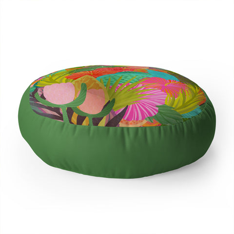 Sewzinski Saturated Tropical Garden Floor Pillow Round