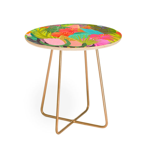 Sewzinski Saturated Tropical Garden Round Side Table