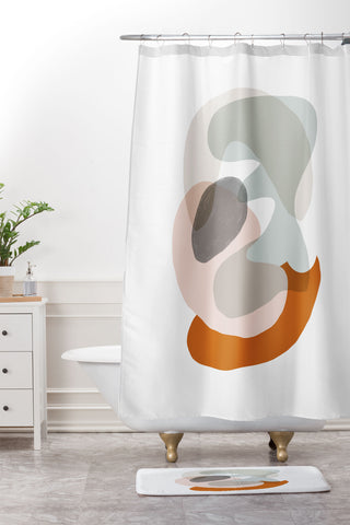 Sewzinski Shapes and Layers 15 Shower Curtain And Mat