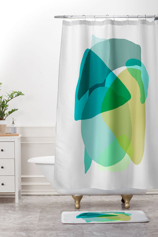 Sewzinski Shapes and Layers 17 Shower Curtain And Mat