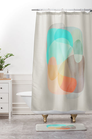 Sewzinski Shapes and Layers 29 Shower Curtain And Mat
