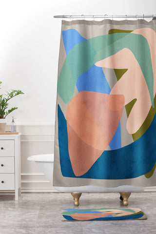 Sewzinski Shapes and Layers 30 Shower Curtain And Mat
