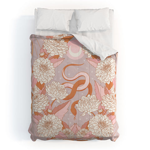 Sewzinski Snakes and Dahlias Moon Comforter