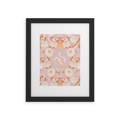 Sewzinski Snakes and Dahlias Sun Framed Art Print