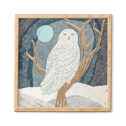 Sewzinski Snowy Owl at Night Framed Wall Art