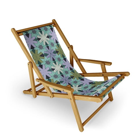 Sewzinski Star Pattern Blue and Green Sling Chair