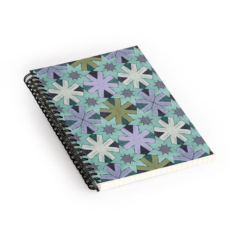 Sewzinski Star Pattern Blue and Green Spiral Notebook