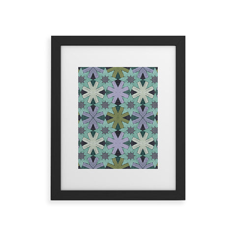 Sewzinski Star Pattern Blue and Green Framed Art Print
