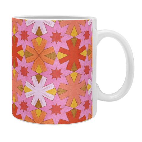 Sewzinski Star Pattern Red and Pink Coffee Mug