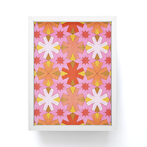 Sewzinski Star Pattern Red and Pink Framed Mini Art Print