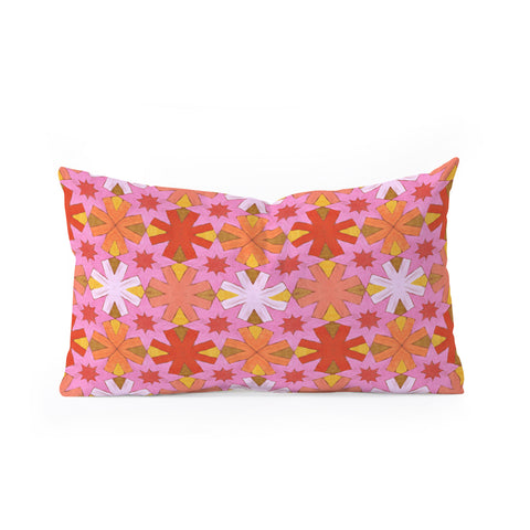 Sewzinski Star Pattern Red and Pink Oblong Throw Pillow