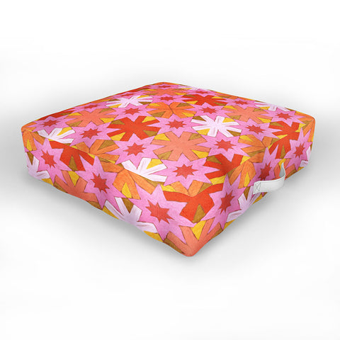 Sewzinski Star Pattern Red and Pink Outdoor Floor Cushion