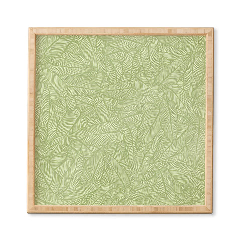 Sewzinski Striped Leaves in Green Framed Wall Art