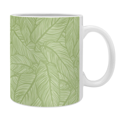 Sewzinski Striped Leaves in Green Coffee Mug