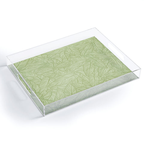 Sewzinski Striped Leaves in Green Acrylic Tray