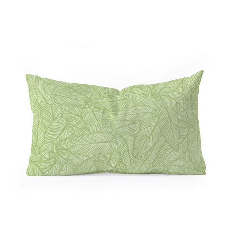 Sewzinski Striped Leaves in Green Oblong Throw Pillow