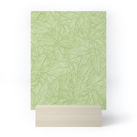 Sewzinski Striped Leaves in Green Mini Art Print