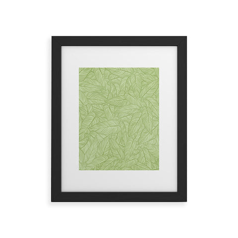 Sewzinski Striped Leaves in Green Framed Art Print