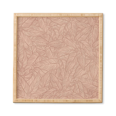 Sewzinski Striped Leaves in Pink Framed Wall Art