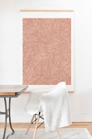 Sewzinski Striped Leaves in Pink Art Print And Hanger