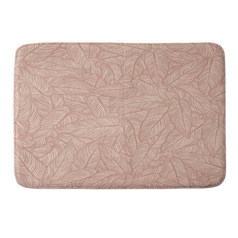 Sewzinski Striped Leaves in Pink Memory Foam Bath Mat