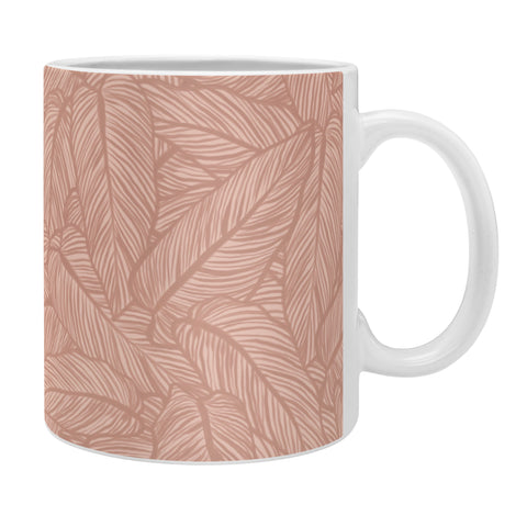 Sewzinski Striped Leaves in Pink Coffee Mug