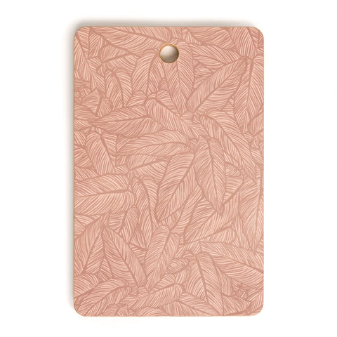 Sewzinski Striped Leaves in Pink Cutting Board Rectangle