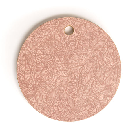 Sewzinski Striped Leaves in Pink Cutting Board Round