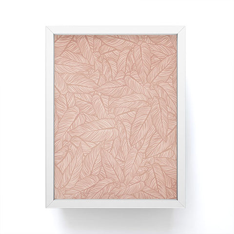 Sewzinski Striped Leaves in Pink Framed Mini Art Print