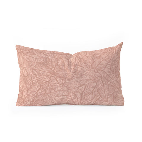 Sewzinski Striped Leaves in Pink Oblong Throw Pillow