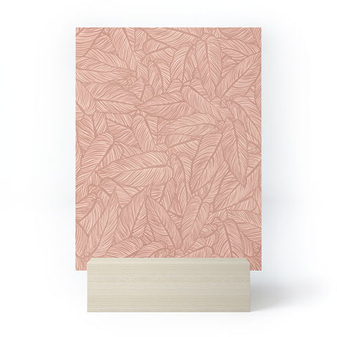 Sewzinski Striped Leaves in Pink Mini Art Print