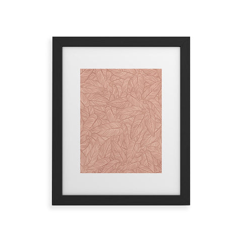 Sewzinski Striped Leaves in Pink Framed Art Print