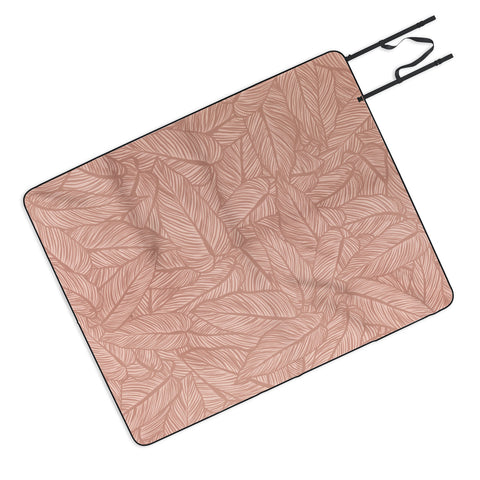 Sewzinski Striped Leaves in Pink Picnic Blanket