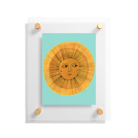 Sewzinski Sun Drawing Gold and Blue Floating Acrylic Print
