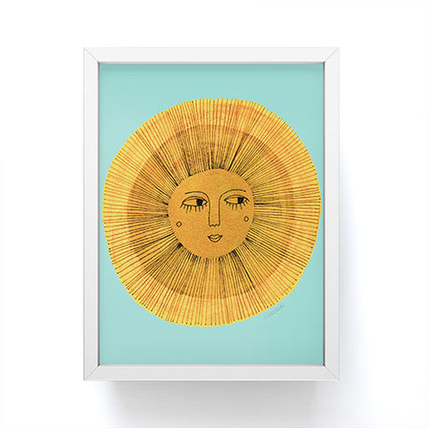 Sewzinski Sun Drawing Gold and Blue Framed Mini Art Print