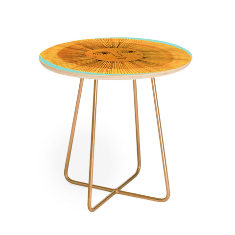 Sewzinski Sun Drawing Gold and Blue Round Side Table
