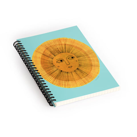 Sewzinski Sun Drawing Gold and Blue Spiral Notebook
