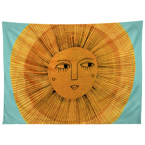 Sewzinski Sun Drawing Gold and Blue Tapestry