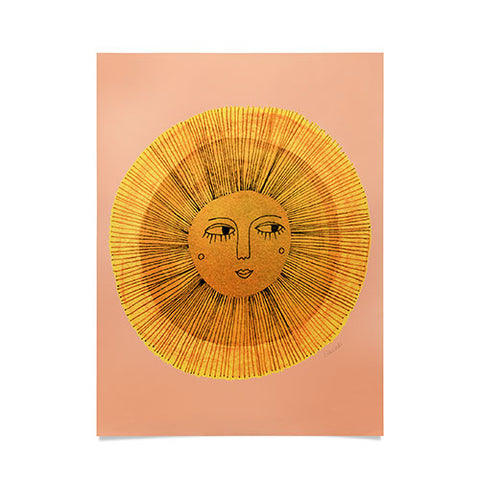 Sewzinski Sun Drawing Gold and Pink Poster